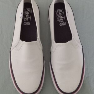 Keds Women's White and Black Slip-On Sneakers